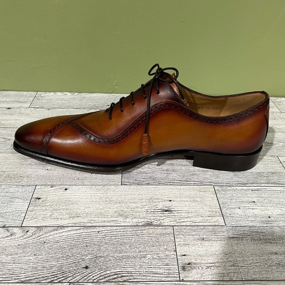 Mezlan shoes dressy oxford cognac/rust leather calf